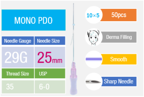 InstaLift™ Mono PDO Thread Lift 29Gx25mmx35mm  | Single PDO Facial Thread | Absorbable Facelift PDO | E.O. Sterilization|  Non-Toxic | Non-Pyrognic | Heavy Metal Free | 50ea/pack | Starting 1.5USD/ea