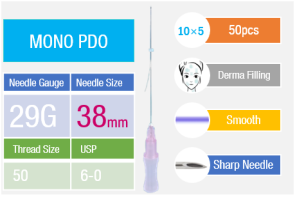 InstaLift™ Mono PDO Thread Lift 29Gx38mmx50mm | Smooth thread | E.O. Sterilization|  Non-Toxic | Non-Pyrognic | Heavy Metal Free | 50ea/pack | Starting 1.5USD/ea