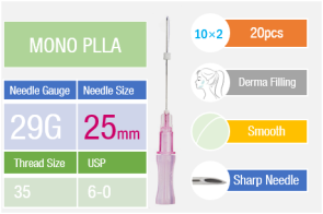 InstaLift™ Mono PLLA Thread | 29Gx25mmx35mm  |  Facial thread skin rejuvenation| Collagen generation | E.O. Sterilization|  Non-Toxic | Non-Pyrognic | Heavy Metal Free | 20ea/pack | Starting 2.5USD/pcs